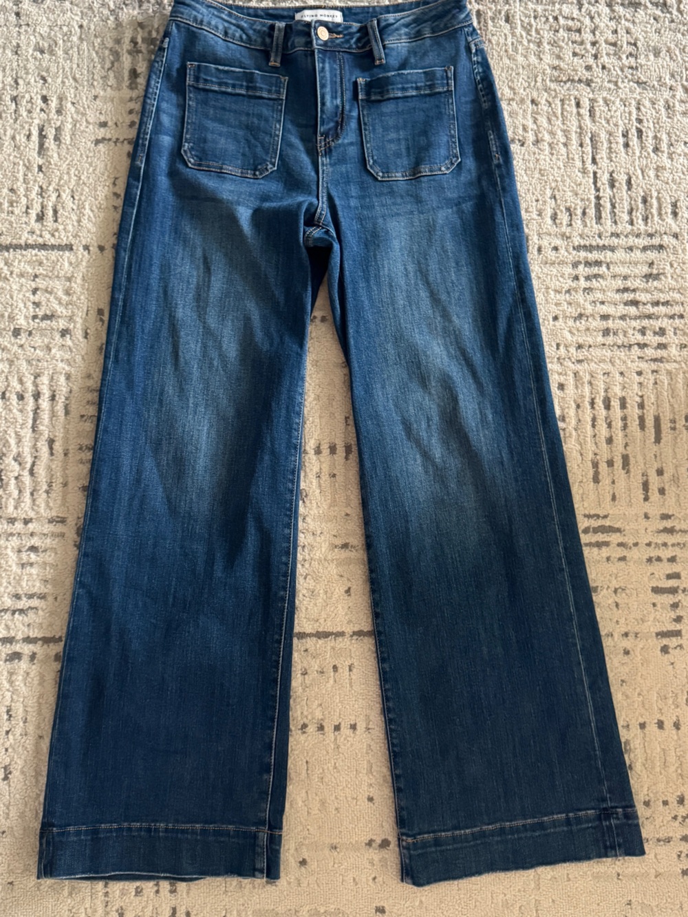 EUC Flying Monkey High Rise Wide Leg Trouser Jeans Dark Wash 28 F5764D